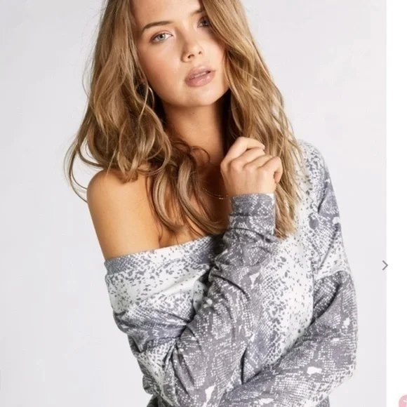 WILDFOX Python Stripe Daphne V-Neck long sleeve top - Picture 7 of 13